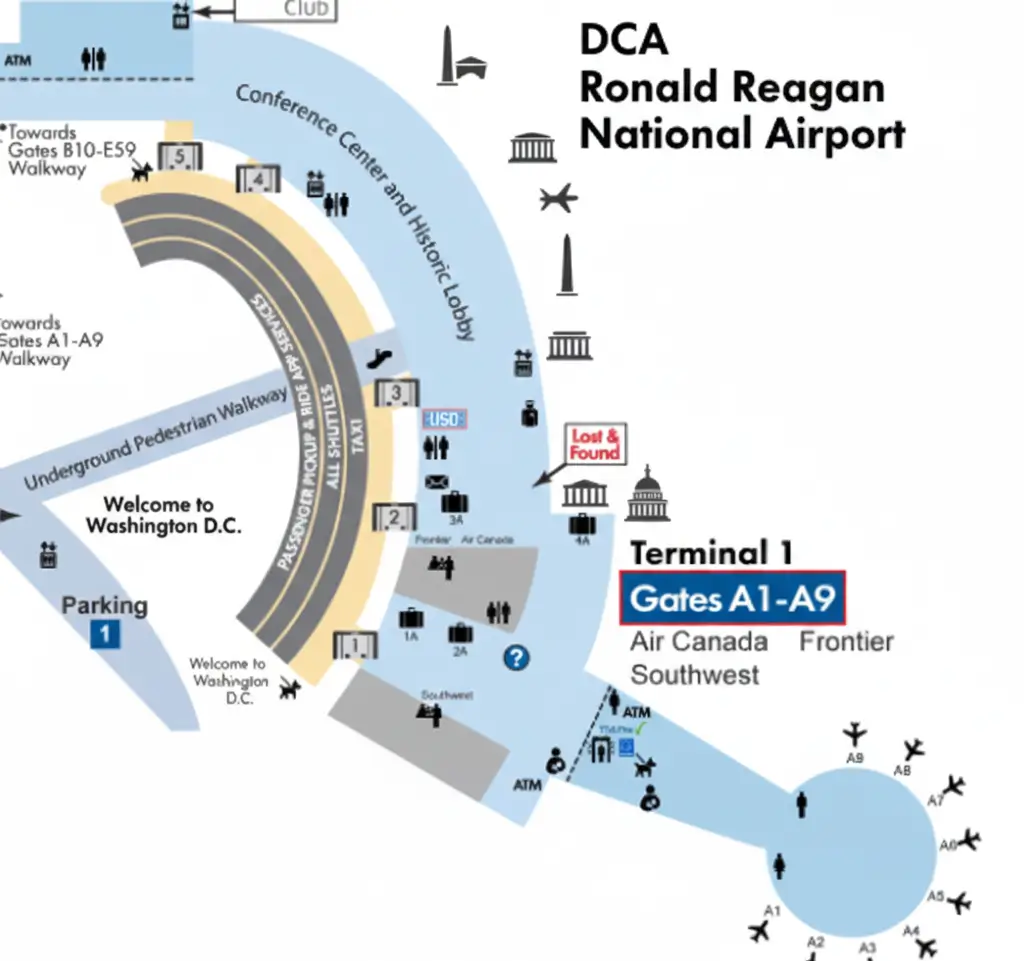 dca terminal 1 map